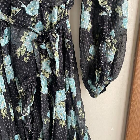 Zimmermann Whitewave Ruffle Wrap Dress In Navy Poppy Floral - Picture 9 of 16